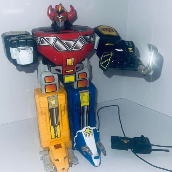 POWER RANGERS BANDAI DINO MEGAZORD 1993 WITH REMOTE CONTROL- non-working- 14" - Picture 8 of 8